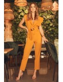 Elegant jumpsuit with a mustard collar FG573 - Online store - Boutique